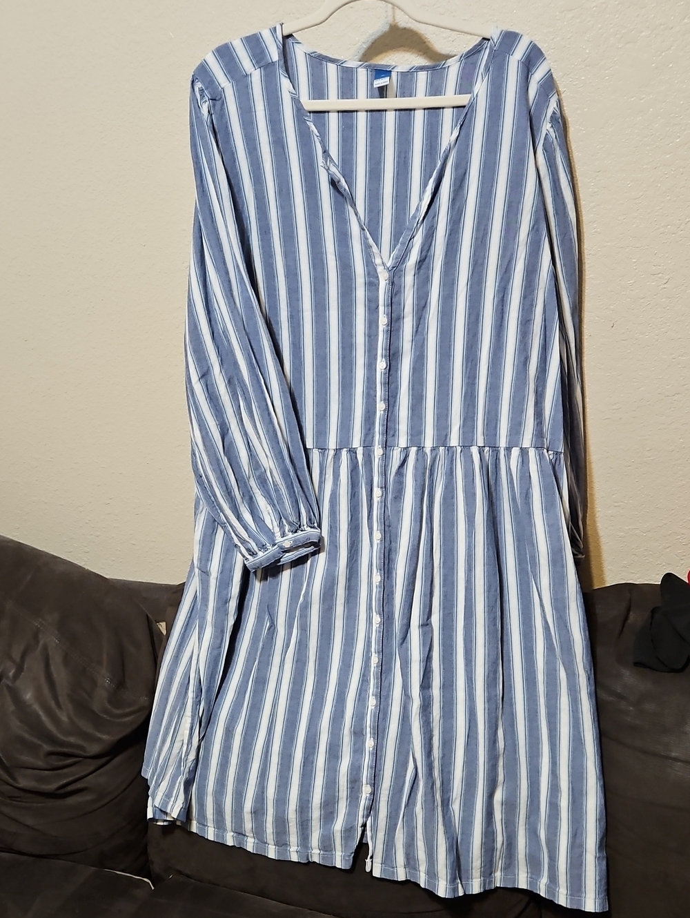 Old Navy Blue and White Striped Midi Dress - Picture 1 of 9